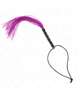 KINK Mini Silikonpeitsche mit 6 lila Perlen - 26 cm