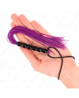 KINK Mini Silikonpeitsche mit 6 lila Perlen - 26 cm