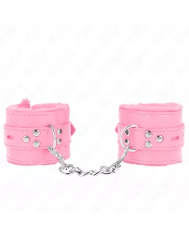 KINK - Pelzgefütterte Handgelenkfesseln Rosa - Verstellbar 17-29 cm