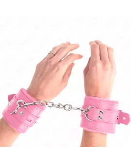 KINK - Pelzgefütterte Handgelenkfesseln Rosa - Verstellbar 17-29 cm