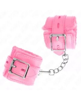 KINK - Pelzgefütterte Handgelenkfesseln Rosa - Verstellbar 17-29 cm
