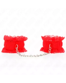 KINK - Elastische Handgelenksfesseln aus Spitze Rot
