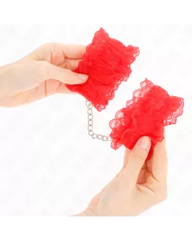 KINK - Elastische Handgelenksfesseln aus Spitze Rot