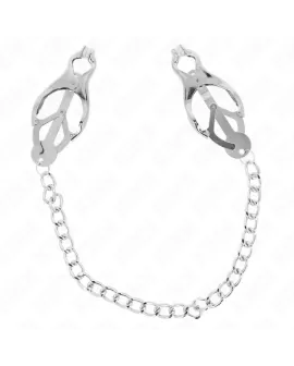 KINK - Japanische Kleblatt-Nippelklammen mit Kette Silber 30 cm