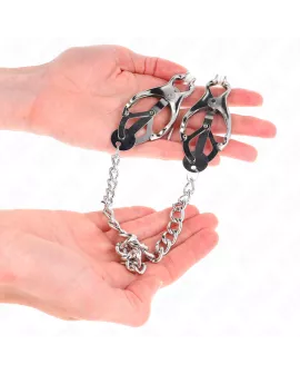 KINK - Japanische Kleblatt-Nippelklammen mit Kette Silber 30 cm