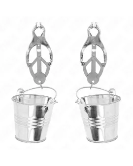 KINK - Japanische Kleblatt-Nippelklammen mit Eimer Silber