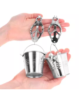 KINK - Japanische Kleblatt-Nippelklammen mit Eimer Silber