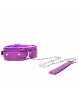 KINK Lila Halsband mit Leine 65 cm - 36-42 cm