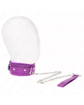 KINK Lila Halsband mit Leine 65 cm - 36-42 cm