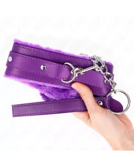 KINK Lila Halsband mit Leine 65 cm - 36-42 cm