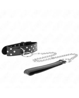 KINK - Ring-Nieten-Band-Halskette mit Gurtel Schwarz 36-50 cm