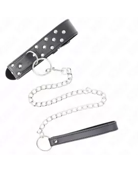 KINK - Ring-Nieten-Band-Halskette mit Gurtel Schwarz 36-50 cm