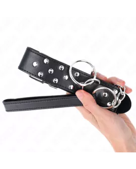 KINK - Ring-Nieten-Band-Halskette mit Gurtel Schwarz 36-50 cm