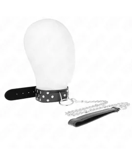KINK - Ring-Nieten-Band-Halskette mit Gurtel Schwarz 36-50 cm