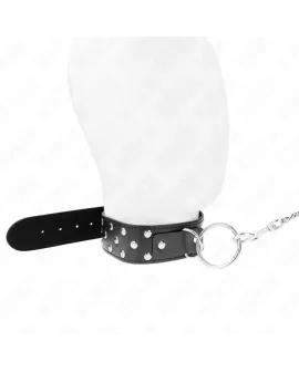 KINK - Ring-Nieten-Band-Halskette mit Gurtel Schwarz 36-50 cm