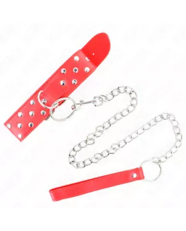 KINK - Rot Verstellbare Nietenband-Halskette mit Gürtel 65 cm