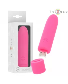 INTENSE - SYMONE USB WIEDERAUFLADBARER VIBRIERENDER BULLET 8 VIBRATIONEN ROSA 10 X 2,2 CM