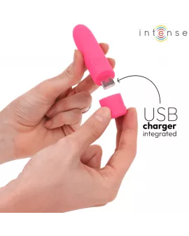 INTENSE - SYMONE USB WIEDERAUFLADBARER VIBRIERENDER BULLET 8 VIBRATIONEN ROSA 10 X 2,2 CM