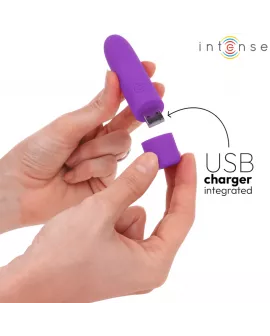 INTENSE - SYMONE USB WIEDERAUFLADBARER VIBRIERENDER BULLET 8 VIBRATIONEN LILA 10 X 2,2 CM