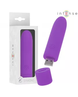 INTENSE - SYMONE USB WIEDERAUFLADBARER VIBRIERENDER BULLET 8 VIBRATIONEN LILA 10 X 2,2 CM