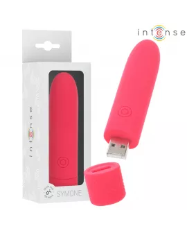 INTENSE - SYMONE USB WIEDERAUFLADBARER VIBRIERENDER BULLET 8 VIBRATIONEN ROT 10 X 2,2 CM
