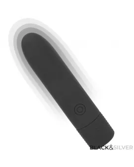 BLACK & SILVER - GERI USB WIEDERAUFLADBARER VIBRIERENDER BULLET 8 VIBRATIONEN SCHWARZ 10 X 2,2 CM
