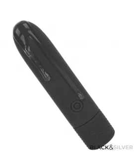 BLACK & SILVER - GERI USB WIEDERAUFLADBARER VIBRIERENDER BULLET 8 VIBRATIONEN SCHWARZ 10 X 2,2 CM