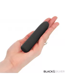 BLACK & SILVER - GERI USB WIEDERAUFLADBARER VIBRIERENDER BULLET 8 VIBRATIONEN SCHWARZ 10 X 2,2 CM