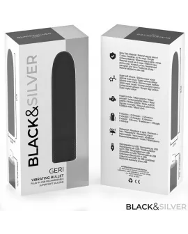 BLACK & SILVER - GERI USB WIEDERAUFLADBARER VIBRIERENDER BULLET 8 VIBRATIONEN SCHWARZ 10 X 2,2 CM