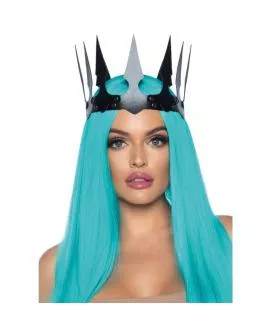 LEG AVENUE - Kunstleder Maleficent Krone mit Nieten Schwarz