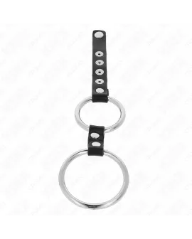KINK - Doppelter Peniring Metall 3,8-5 cm Leder