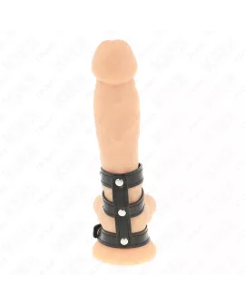 KINK - Dreifach Leder Penisring mit Druckverschluss