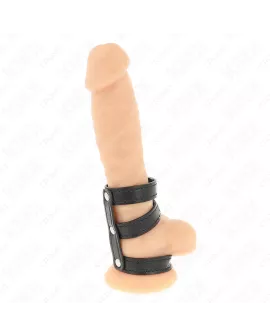 KINK - Dreifach Leder Penisring mit Druckverschluss