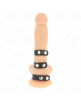 KINK - Dreifach Leder Penisring mit Druckverschluss