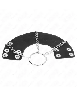 KINK Penisring 4 cm - Kette 7 cm Metall mit Leder Gurten