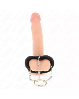 KINK Penisring 4 cm - Kette 7 cm Metall mit Leder Gurten