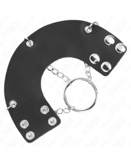 KINK Penisring 4 cm - Kette 7 cm Metall mit Leder Gurten
