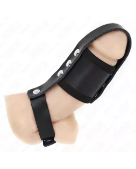 KINK - Peniskäfigring aus Leder mit verstellbarem Hockentrennergurt
