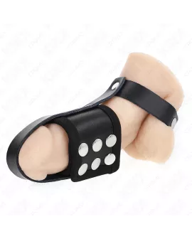KINK - Peniskäfigring aus Leder mit verstellbarem Hockentrennergurt