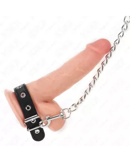 KINK - Leder Peniring mit Riemen 21,5 x 2 cm und Kette 60 cm