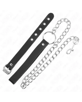 KINK - Leder Peniring mit Riemen 21,5 x 2 cm und Kette 60 cm