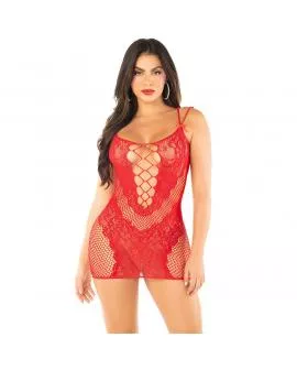 LEG AVENUE - MESH-MINIKLEID MIT TRÄGERN ROT