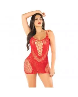 LEG AVENUE - MESH-MINIKLEID MIT TRÄGERN ROT