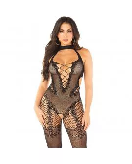 LEG AVENUE - NETZ-BODYSTOCKING OUVERT SCHWARZ EINE GRÖSSE