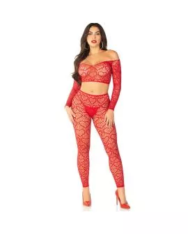 Leg Avenue - Crop Top + Strümpfe Rot Einheitsgröße