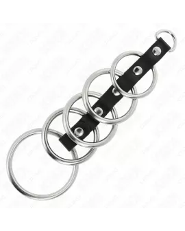 KINK - 5 METALL PENISRINGE 3,2 CM BIS 5 CM DURCH LEDER VERBUNDEN