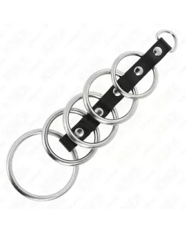 KINK - 5 Metall-Penisringe 3,2-5 cm Leder-Verbunden