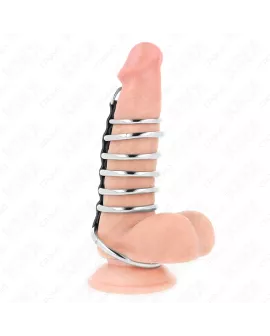 KINK - 7 Penisringe aus Metall 3,2-5 cm Leder verbunden