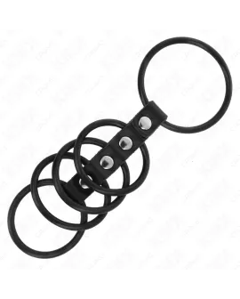 KINK - 5 Silikon-Penisringe 3,8-4,8 cm Leder verbunden