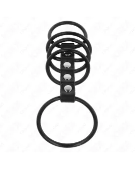 KINK - 5 Silikon-Penisringe 3,8-4,8 cm Leder verbunden